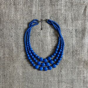 Vintage Blue Multi-Strand Bead Resin Statement Necklace -Women Jewelry festival